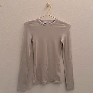 NWOT Beige All Things Golden Long-Sleeved Ribbed Top